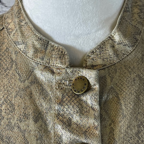 Dana Buchman‎ Womens Mock Collar Snake Skin Print Jacket Metallic Gold Si… - Picture 3 of 9